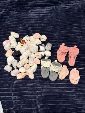 Baby Sock and Bootie Lot - Pink, Gray, Cream